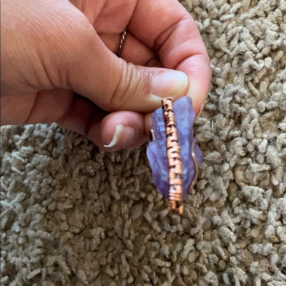 Amethyst pendant wrapped in brass - Picture 6 of 6